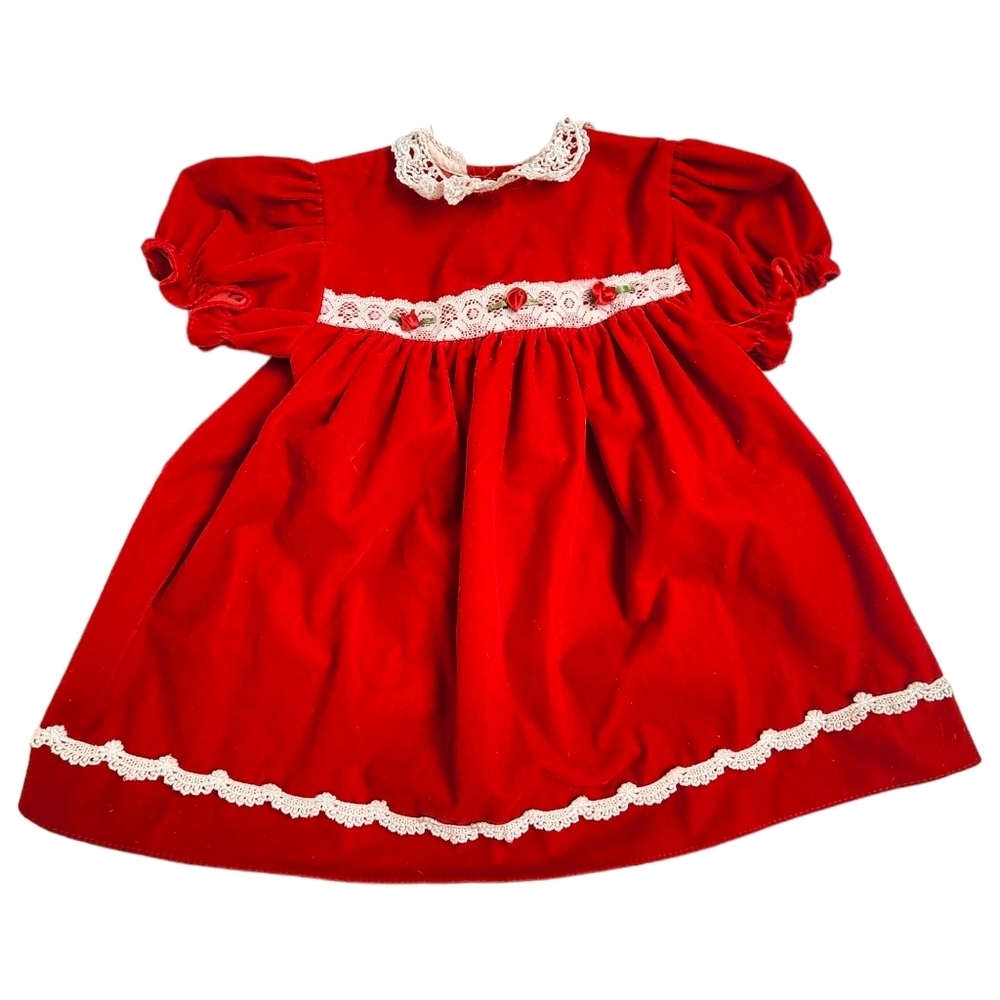 JO LENE x VINTAGE red velvet party holiday dress size 24M‎